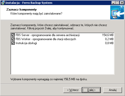 Rys. 1.1 Ferro Backup System™ - program do archiwizacji danych. Instalacja - wybr pakietw